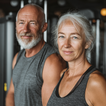 Літня жінка займається йогою