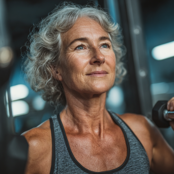 Група людей похилого віку займається гімнастикою